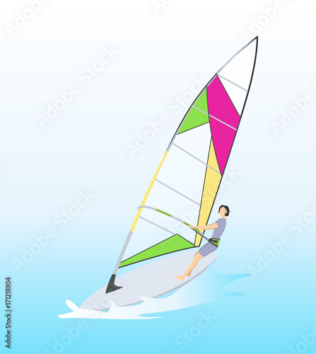 Isolated windsurf in ocean. © inspiring.team