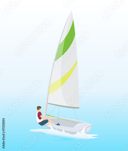 Isolated windsurf in ocean.