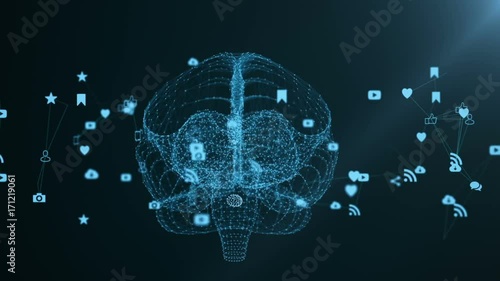 Wallpaper Mural The human brain is formed by spinning multimedia icons. Torontodigital.ca