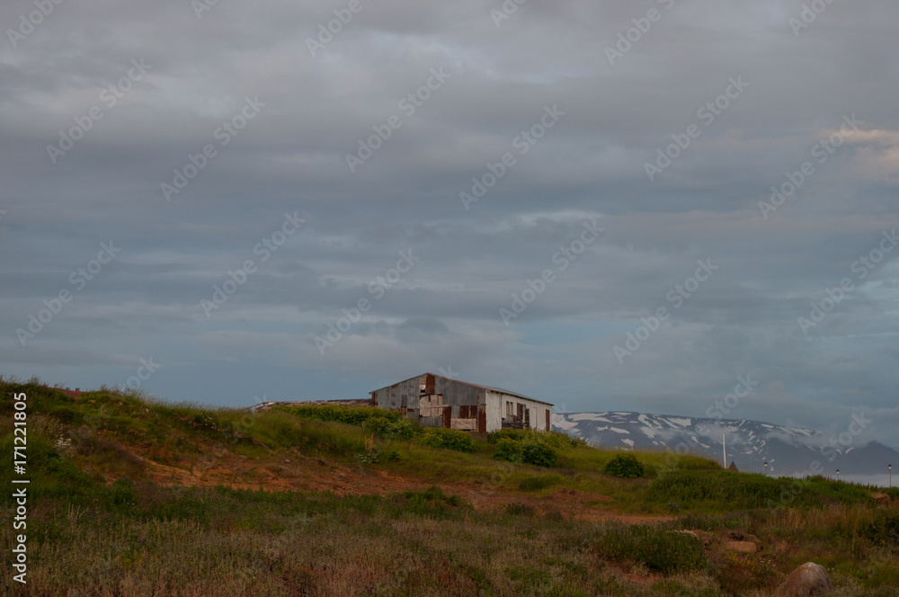 abandoned building on island of Hrisey in Iceland abandoned building on island of Hrisey in Iceland