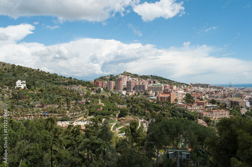 Naklejka premium hills of Barcelona Spain