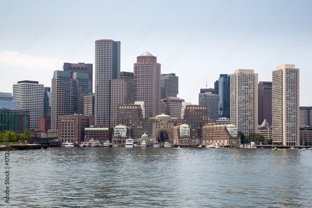 Boston skyline and cityscape from the harbor