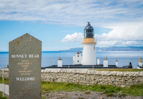 Dunnet Head Lighthouse, in Caithness, on the north coast of Scotland, the most northerly point of the mainland of Great Britain. photo