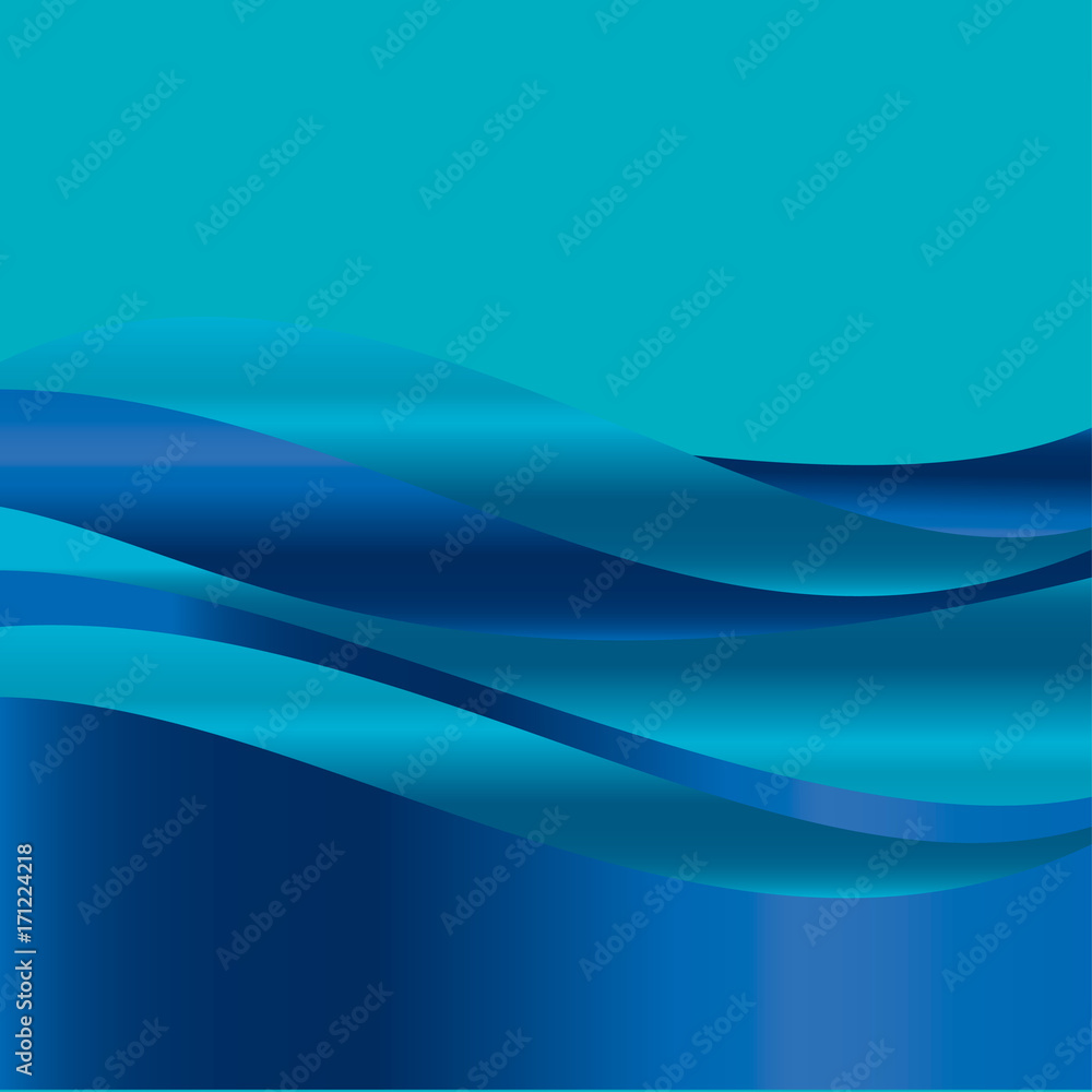 Fototapeta premium abstract gradient wave background for web and print. vector illustration for surface design. fluent water deep blue color element.