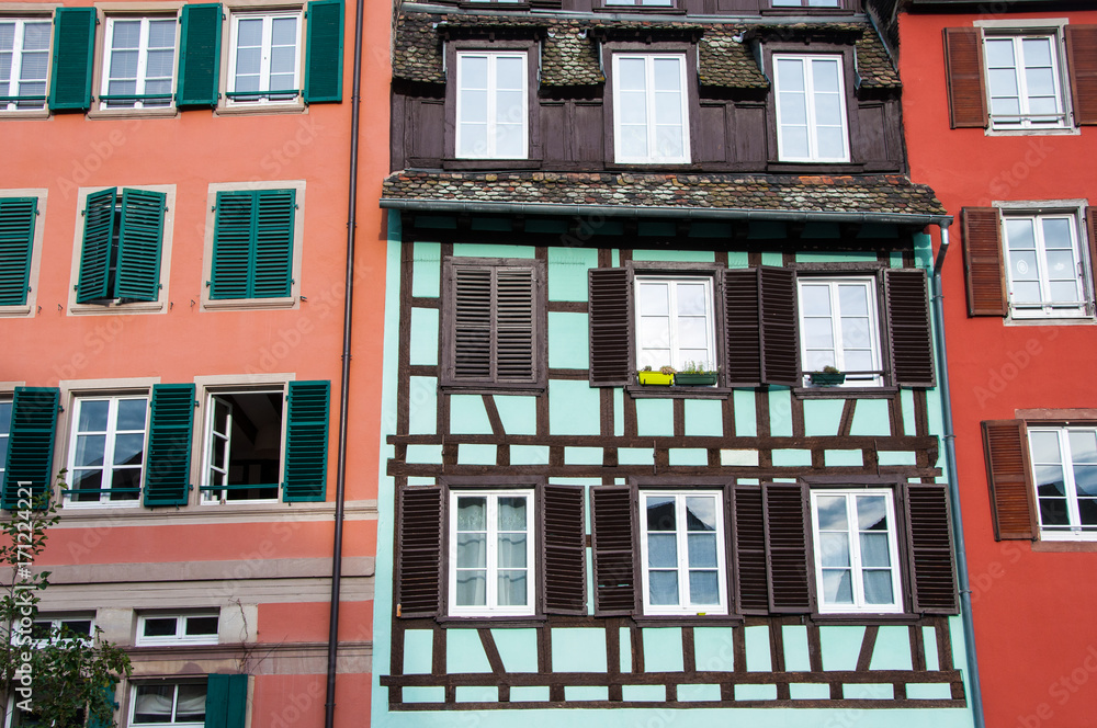 Obraz premium historical half-timbered houses in Strasbourg city center, Alsace, France