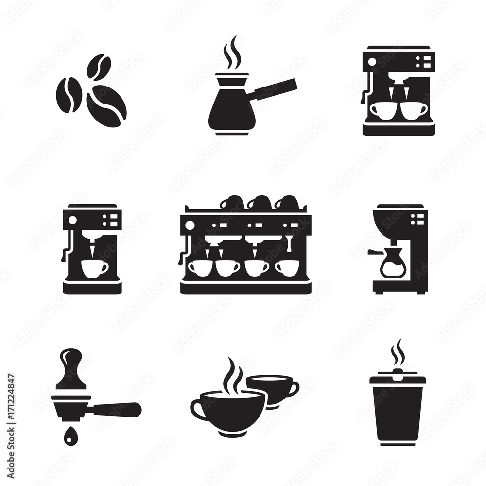 Coffee machine icons set Stock Vector | Adobe Stock