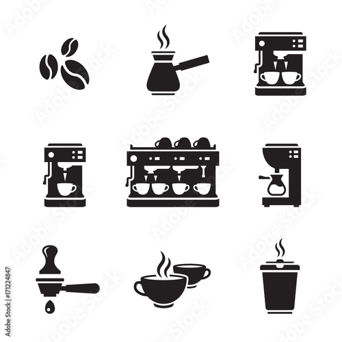 Coffee machine icons set