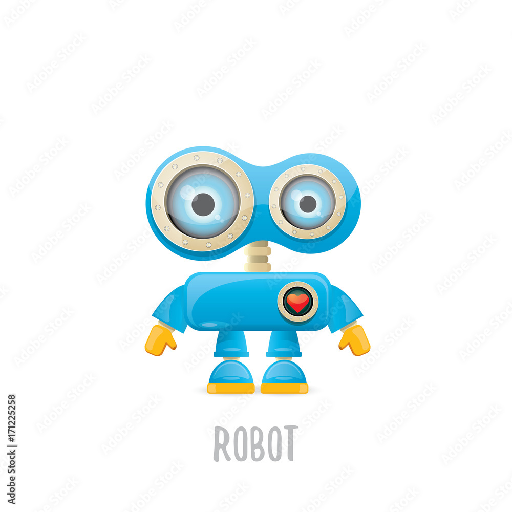 vector funny cartoon blue robot character vector funny cartoon blue robot character