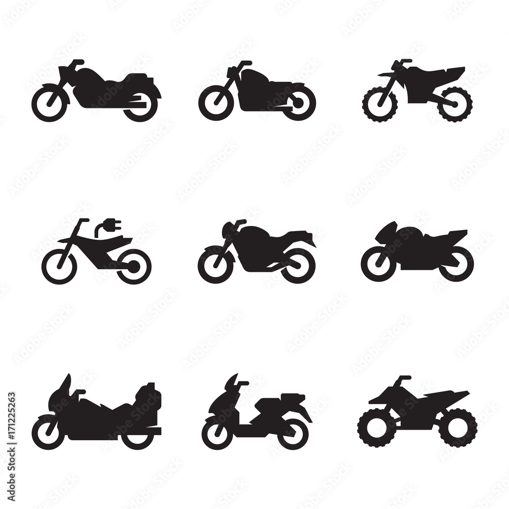 Obraz premium Zestaw ikon motocykli