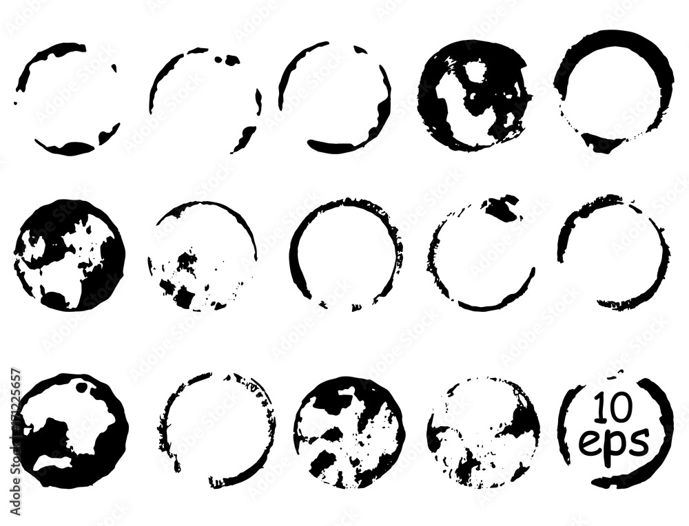 Collection of vector grunge brushes for creating logos, lines and headers. Dirty artistic design elements on withe.