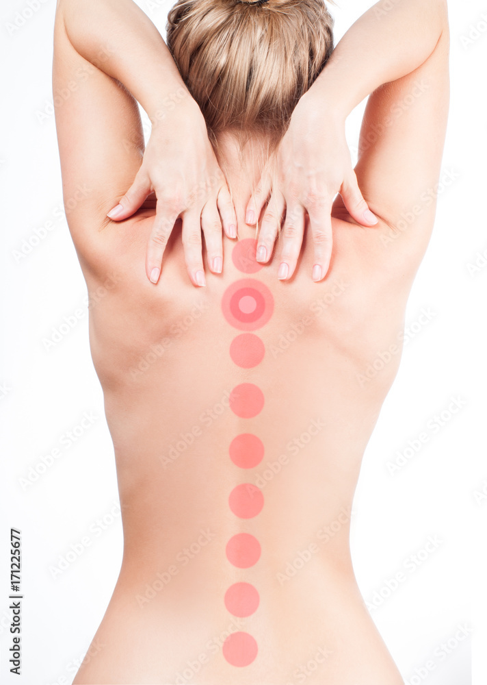 Woman suffering from backache. Pain concept