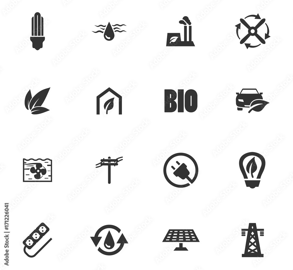 Alternative energy icons set Alternative energy icons set