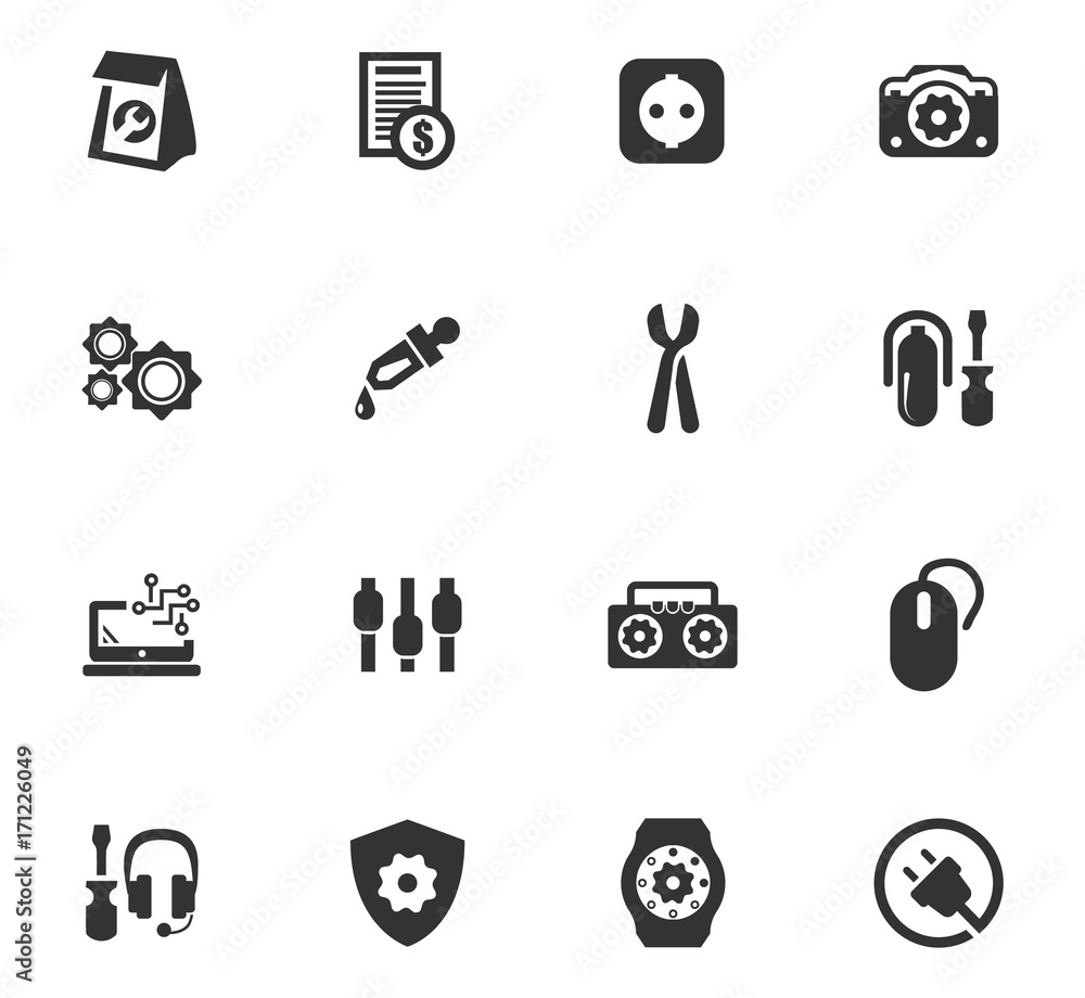 Electronic repair icons set Electronic repair icons set
