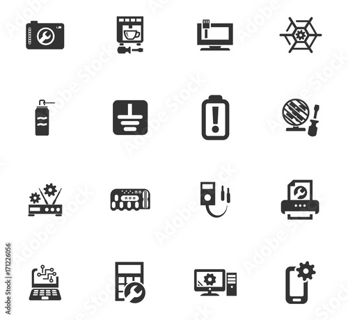 Electronic repair icons set