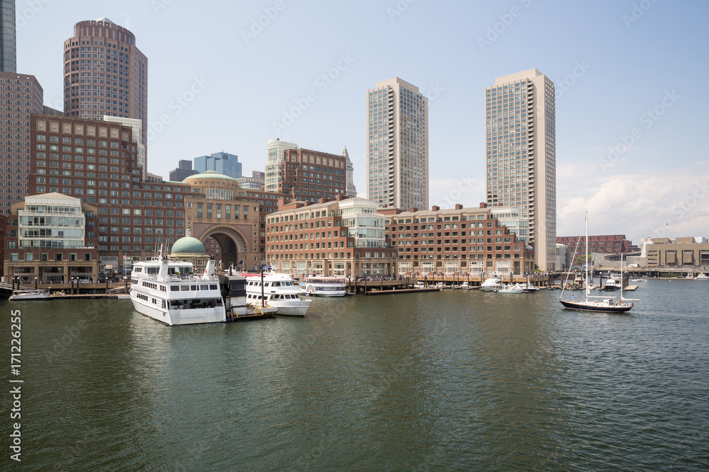 Boston skyline and cityscape from the harbor Boston skyline and cityscape from the harbor