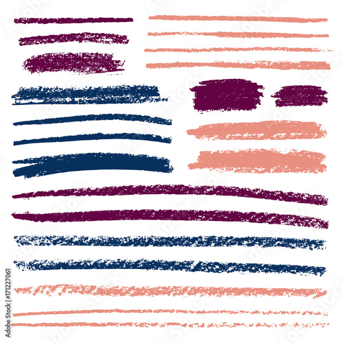 Set of brush strokes of pencil or pastel. Doodle with crayons.Vector illustration.