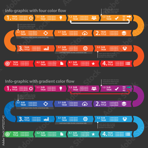 Modern Clean Corporate Infographic Flowchart Vector Illustration