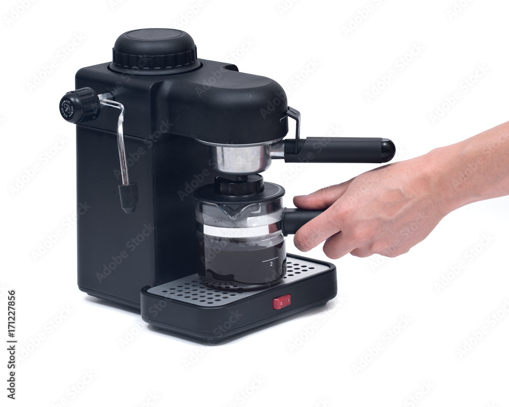 Black espresso maker machine isolated on white background Black espresso maker machine isolated on white background