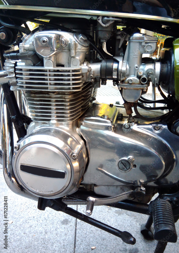Obraz premium vintage motorcycle engine close up
