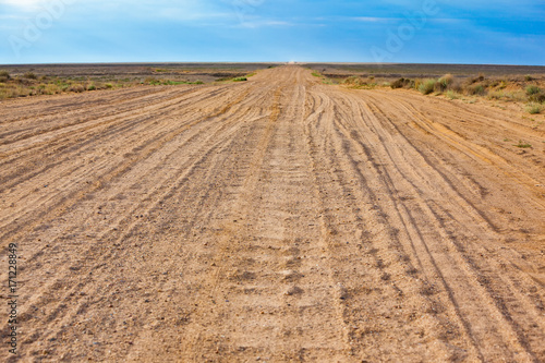 Road in the Kyzylkum Desert in Kazakhstan.