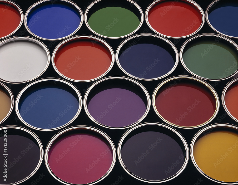 Fototapeta premium Cans of coloured paint