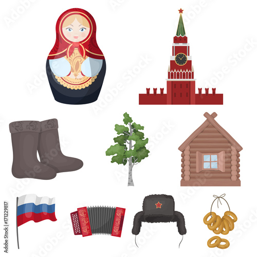 Russia country set icons in cartoon style. Big collection of Russia country vector symbol stock illustration