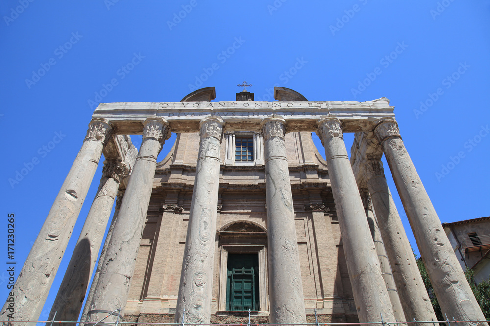 Ruins of Temple of Antoninus and Faustina in Roman Forum, Rome, Italy Ruins of Temple of Antoninus and Faustina in Roman Forum, Rome, Italy