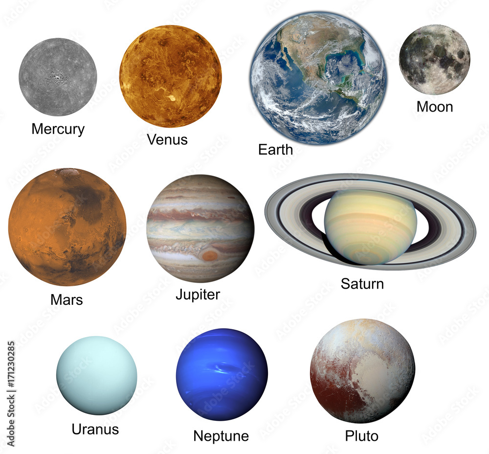 set of planets isolated on white background. Elements of this image furnished by NASA