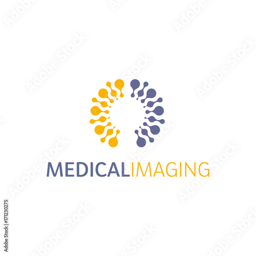 Brain hemispheres logo, round shapes, abstract vector unusual logotype template. Medical or other science simple isolated sign.