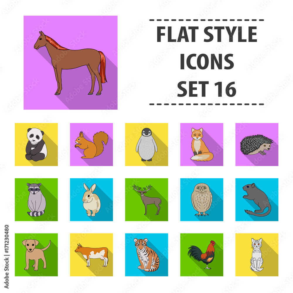 Deer, tiger, cow, cat, rooster, owl and other animal set collection icons in flat style vector symbol stock illustration web. Stock Vector | Adobe Stock Deer, tiger, cow, cat, rooster, owl and other animal set collection icons in flat style vector symbol stock illustration web. Stock Vector | Adobe Stock