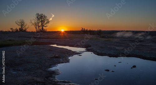 Beautiful orange sunrise at the Arabia mountain, Georgia