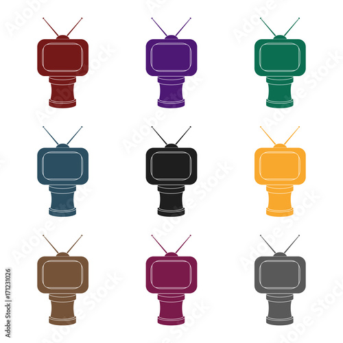 Bronze award in Famer of the TV with aerial.Trophy for best film.Movie awards single icon in black style vector symbol stock illustration.