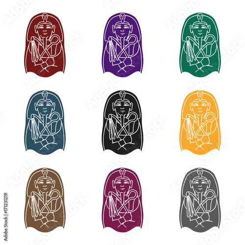 Egyptian pharaoh sarcophagus icon in black style isolated on white background. Museum symbol stock vector illustration.