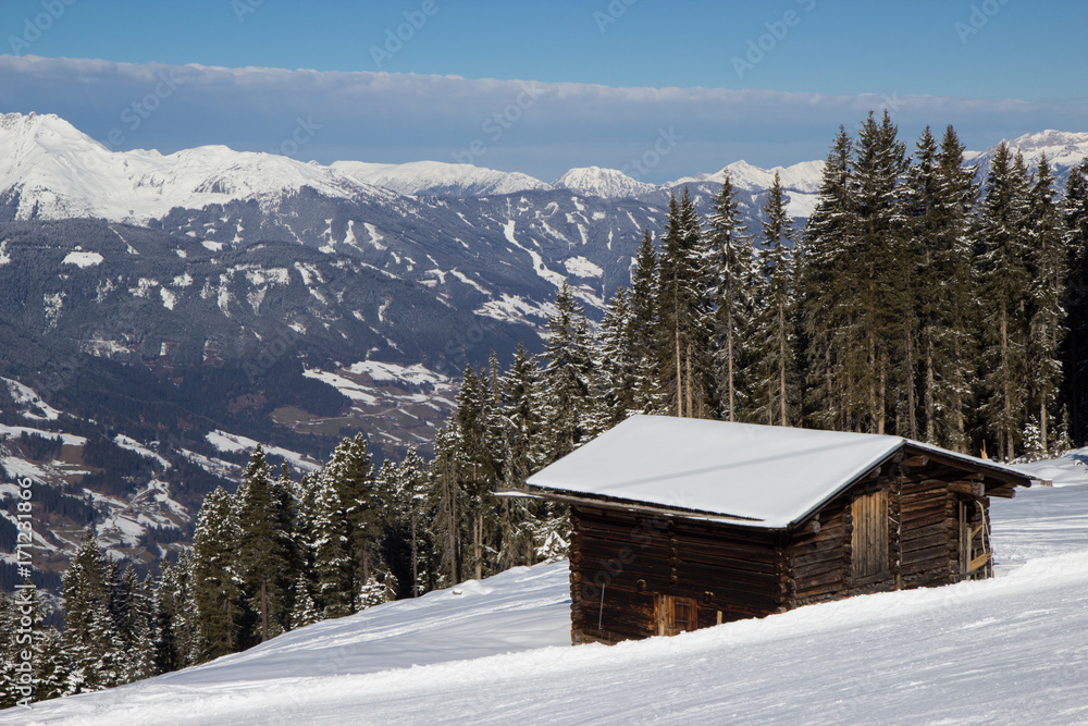 view of Alps in Zillertall valley, Austria