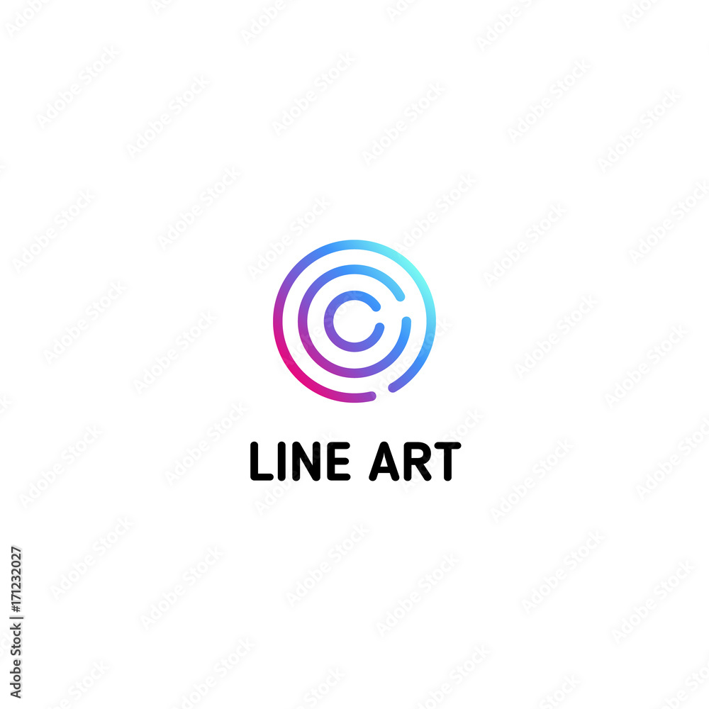 Isolated dotted line art logo template. Abstract linear logotype. Colorful geometric icon. Outline innovate design elements. Vector simple futuristic sign. Circle of lines. Isolated dotted line art logo template. Abstract linear logotype. Colorful geometric icon. Outline innovate design elements. Vector simple futuristic sign. Circle of lines.