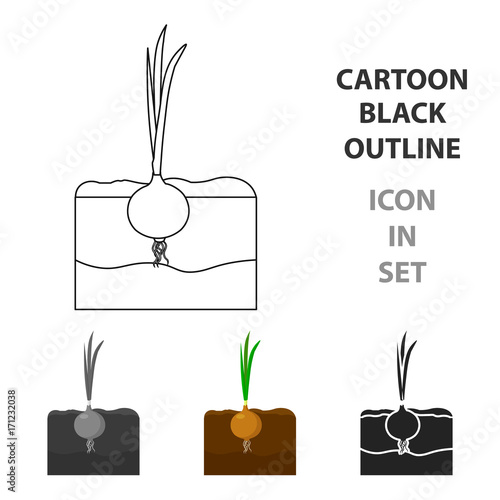 Onion icon cartoon. Single plant icon from the big farm, garden, agriculture cartoon.