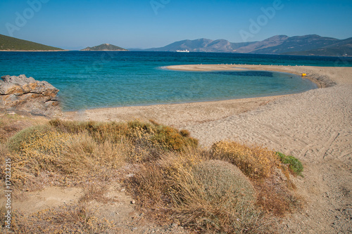 Golden beach on Evbia island in Greece photo