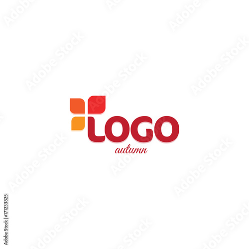 Red abstract logo. Autumn color leaves symbolizing life. Natural product vector illustration. Growth business logotype.