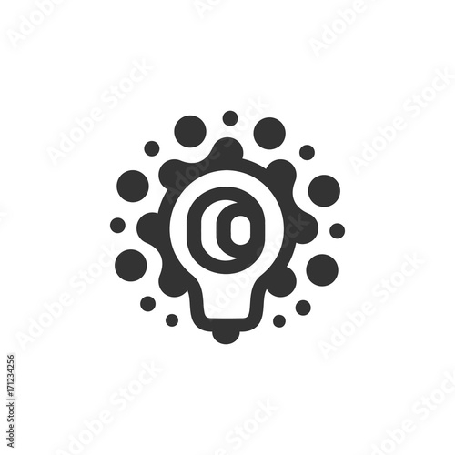 Monochrome stylized lightbulbs logotype, new idea and solution abstract symbol, flat bright cartoon incandescent light bulb. Isolated black simple vector icon on white background.