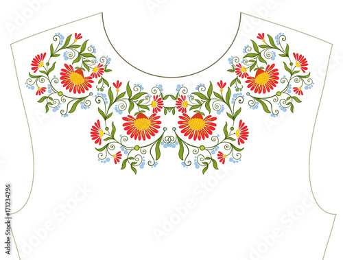 Embroidery for neckline, collar for T-shirt, blouse, shirt. Patt photo