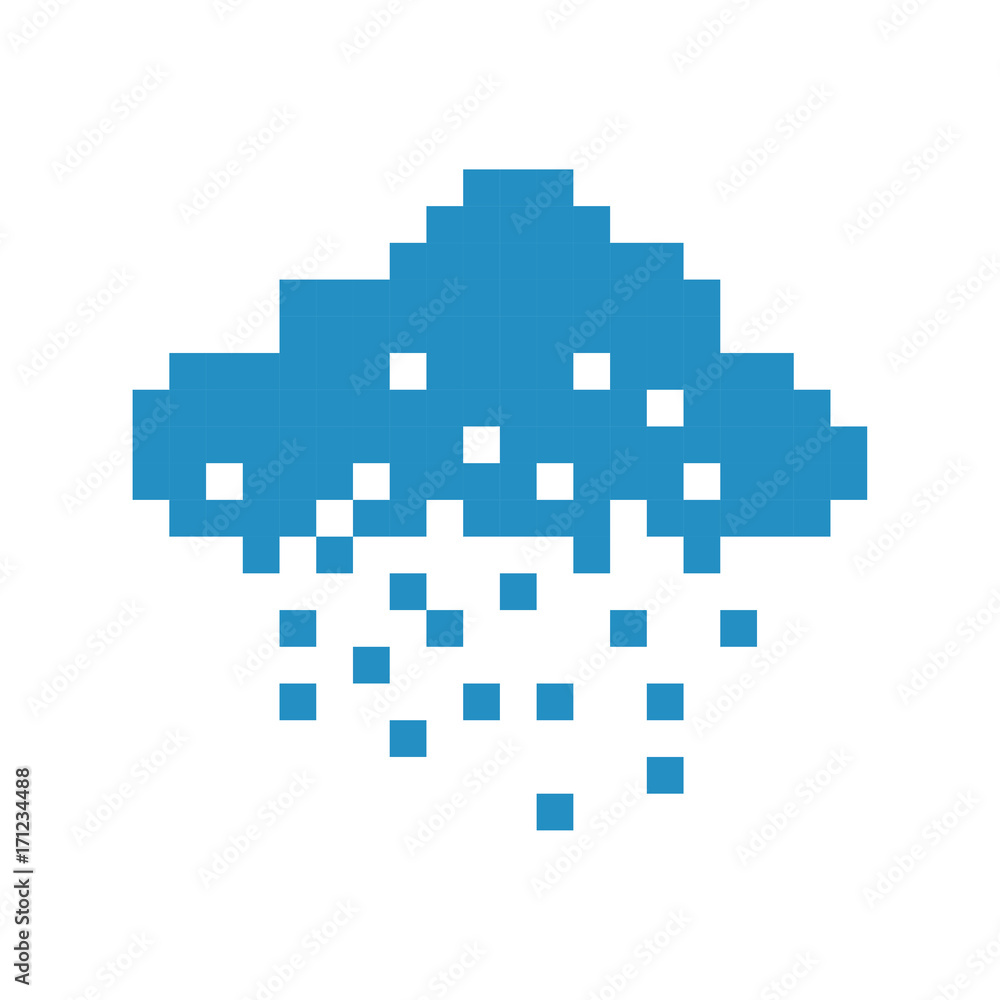 Cloud rain pixel art cartoon retro game style