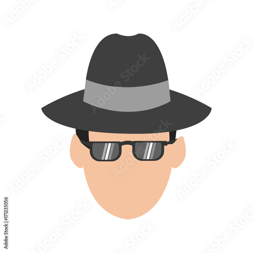 suspicious man or criminal with hat and sunglasses icon image vector illustration design 