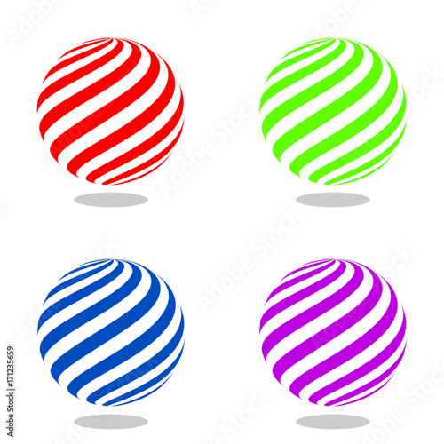 Abstract set of 3d ball. Color vector illustration.
