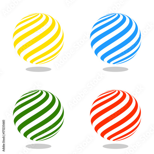 Abstract set of 3d ball. Color vector illustration.