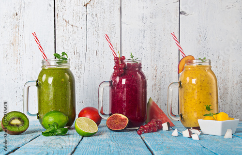 Healthy fresh smoothies wit...