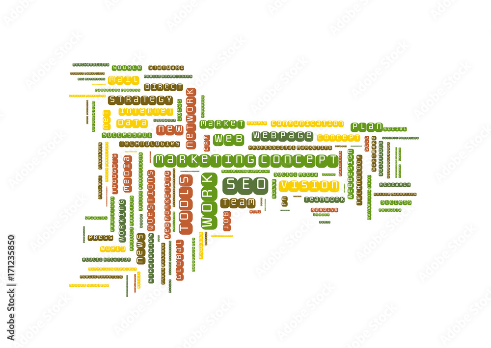 Marketing concept word cloud shaped as a key Marketing concept word cloud shaped as a key