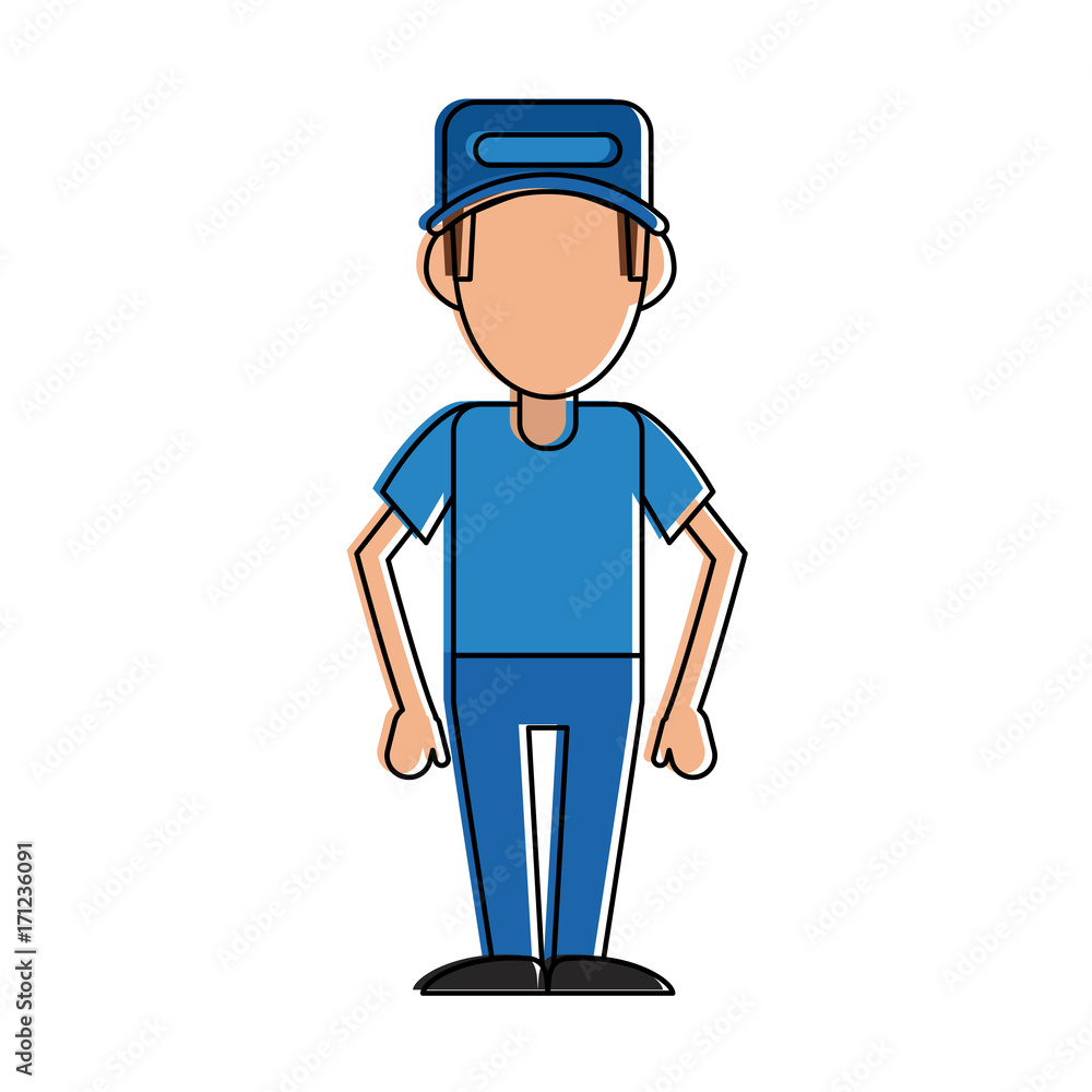 man avatar wearing cap icon image vector illustration design 