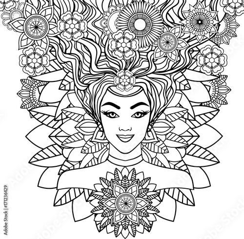 beautiful woman on a white background.