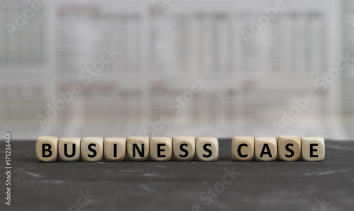 Business case word built with wooden letters