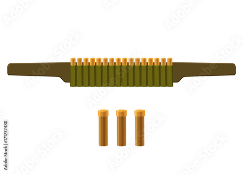 Bag with bullets icon in cartoon style, weapon  for hunting vector illustration